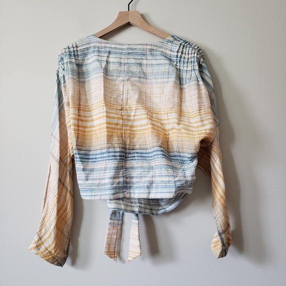 Free People Maldives Stripe Surplice Wrap Top Size Medium Cotton - Picture 3 of 7